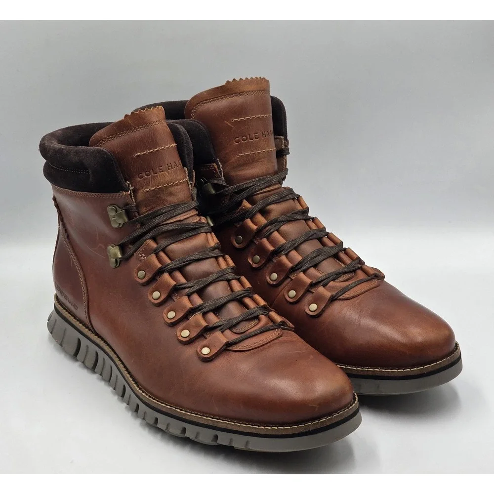Cole Haan ZeroGrand Waterproof Hiker Boot British Tan Leather Mens 9M C30405